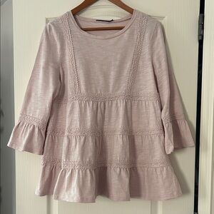 Doe & Rae Soft Pink Tiered Blouse